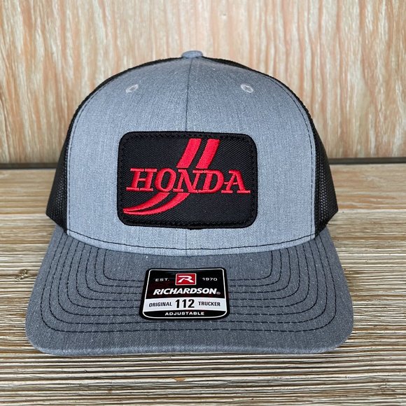 Vintage Honda Racing Patch Hat - Richardson 112 Heather Grey Trucker Cap - Picture 3 of 6